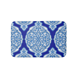 Luxuriös weiß-blau, türkisch dekoriert. badematte