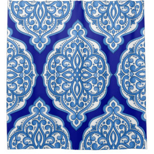 Luxuriös weiß-blau, türkisch dekoriert. duschvorhang