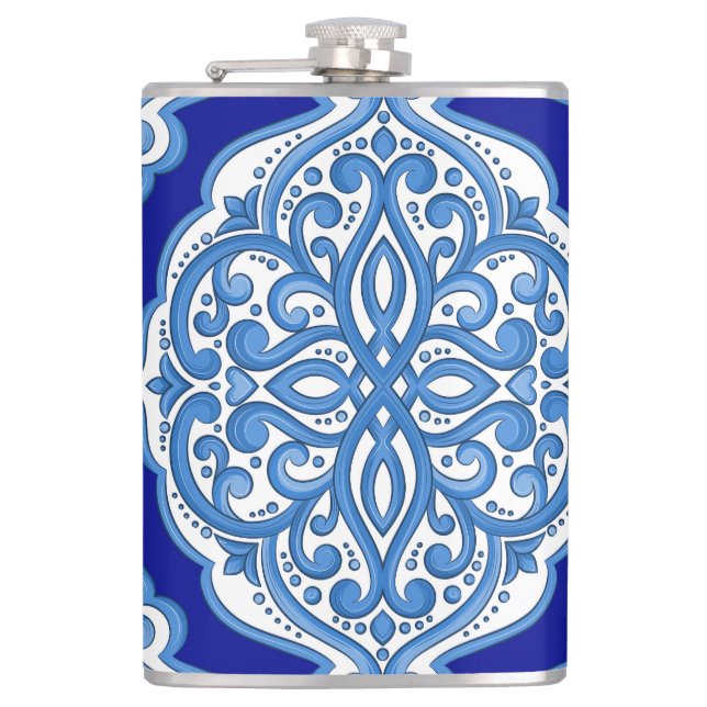 Luxuriös weiß-blau, türkisch dekoriert. flachmann (Vorderseite)