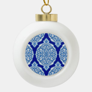 Luxuriös weiß-blau, türkisch dekoriert. keramik Kugel-Ornament