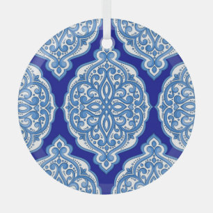 Luxuriös weiß-blau, türkisch dekoriert. ornament aus glas