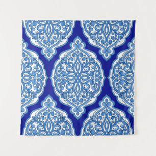 Luxuriös weiß-blau, türkisch dekoriert. wandteppich
