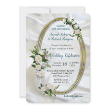 Luxuriös, weiß, fließende Seide und weiße Rosen.