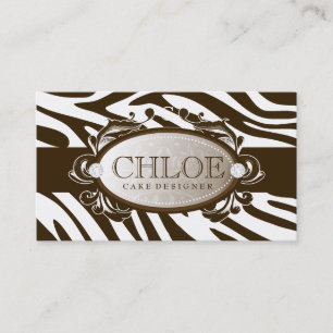 Luxuriös weißes Schokolade311 zebra-Monogramm Visitenkarte
