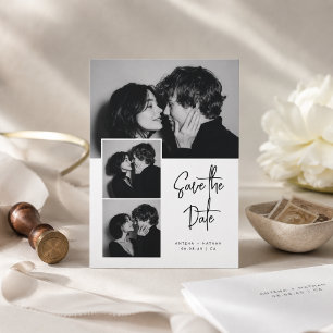 Luxuriöse 3-Foto-Hochzeit - Save-the-Date-Anzeige Save The Date
