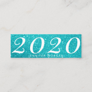Luxuriöse Abschluss Türkis Glitzer Name Card Mini Visitenkarte