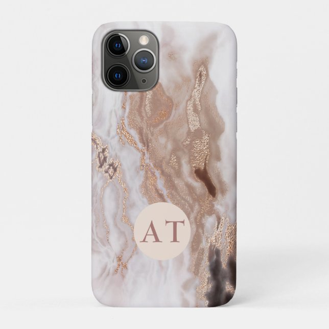 Luxuriöse Abstrakte Goldmarble-Muster Monogram Case-Mate iPhone Hülle (Rückseite)