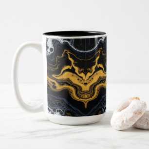 Luxuriöse Abstrakte Kaffeebeutel - Schwarz, Gold u Zweifarbige Tasse