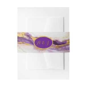 Luxuriöse Amethyst Lila & Gold Hochzeit Einladungsbanderole