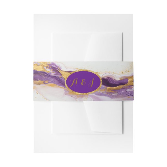 Luxuriöse Amethyst Lila & Gold Hochzeit Einladungsbanderole (Vorderseite Beispiel)