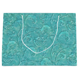 Luxuriöse Aquamarine Blumenweinbeutel Große Geschenktüte