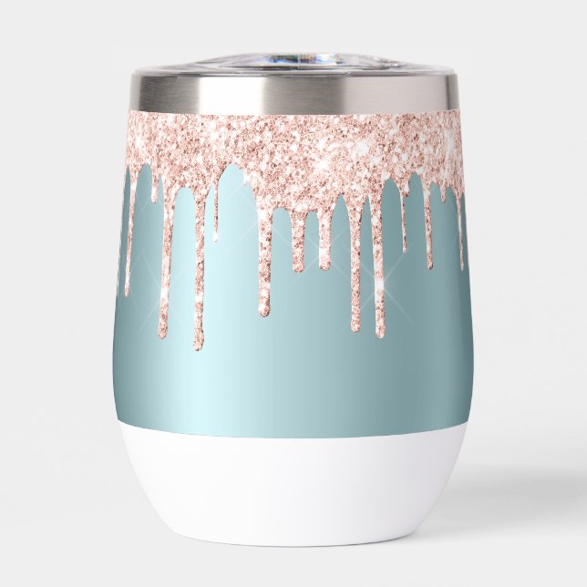 Luxuriöse aquamarine Rose Gold Glitzer Tropfen Was (Vorderseite)