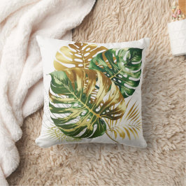 Luxuriöse Aquarell Monstera Blätter Keuchkissen Kissen