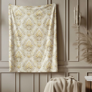 Luxuriöse Aquarellfarben Damask Chic Zuhause Accen Fleecedecke