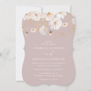 Luxuriöse Aquarellfarben-Wildblumen Blush Wedding Einladung