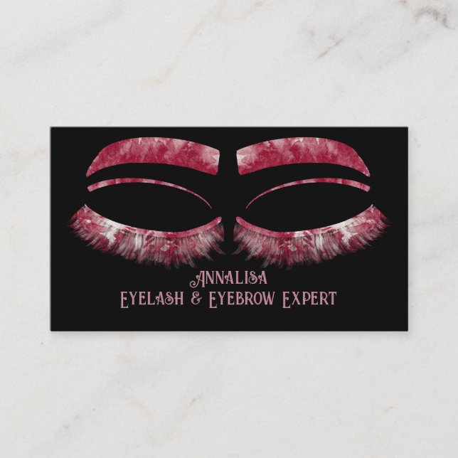 Luxuriöse Aquarellucht & Brow Beauty, Rot Rosa Visitenkarte (Vorderseite)