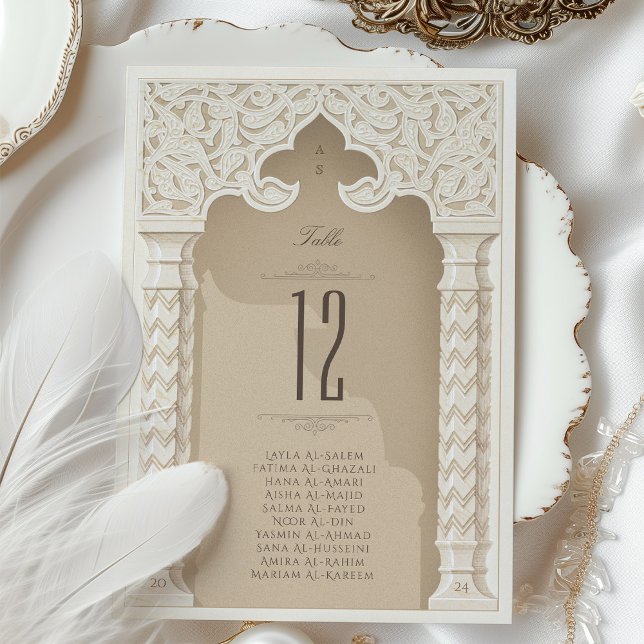 Luxuriöse Arabesque Wedding Tischnummer Card (Von Creator hochgeladen)