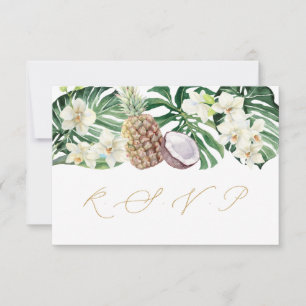 Luxuriöse Auswahl an tropischen Bouquet-Hochzeitse RSVP Karte
