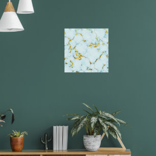Luxuriöse Azure Gilded Pottery Keramik Art Poster