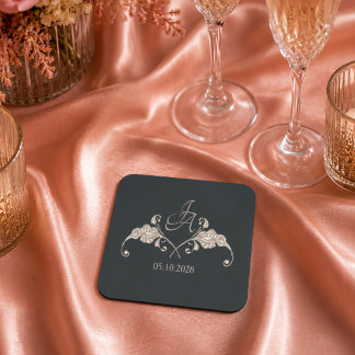 Luxuriöse Barock-Hochzeitspapier-Unterlage Rechteckiger Pappuntersetzer