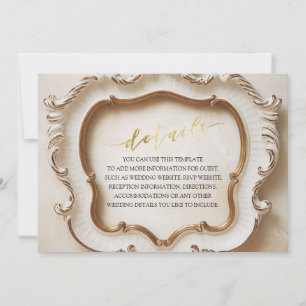 Luxuriöse Barock White and Gold Hochzeit Details Einladung
