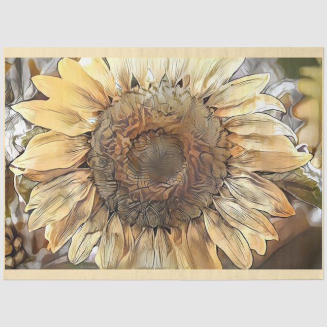 Luxuriöse Big Watercolor Sonnenblumenkollektion Seidenpapier (Vorderseite)