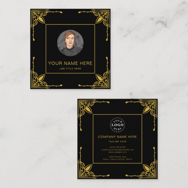Luxuriöse Black Calling Card mit Metallic Gold Telefonnummerkarte (Vorne/Hinten)