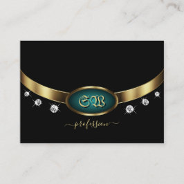Luxuriöse Black Gold Aquamarin mit Initialen und D Visitenkarte
