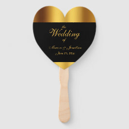 Luxuriöse Black Gold Calligraphy Border Wedding Fächer