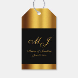 Luxuriöse Black Gold Calligraphy Border Wedding Geschenkanhänger