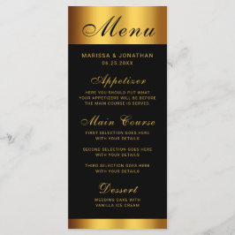 Luxuriöse Black Gold Calligraphy Border Wedding Menükarte