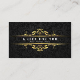 Luxuriöse Black & Gold Damask Salon Geschenkgutsch Rabattkarte