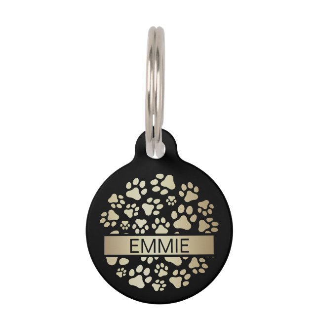 Luxuriöse Black Gold Foil Heimtierartikel Haustiermarke (Vorderseite)