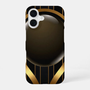 Luxuriöse Black & Gold gestreiftes iPhone 16 Fall Hülle