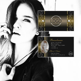 Luxuriöse Black Gold gezückte Juwelen Logo und Fot Visitenkarte