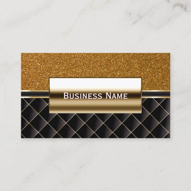 Luxuriöse Black & Gold Glitzer Business Card Visitenkarte (Vorderseite)