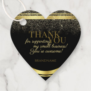 Luxuriöse Black Gold & Glitzer Packung Vielen Dank Geschenkanhänger
