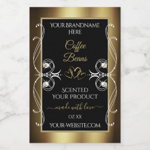 Luxuriöse Black Gold Product Label Shimmery Juwele Lebensmitteletikett