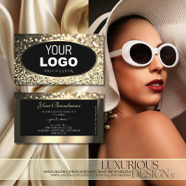 Luxuriöse Black Gold Sparkling Glitzer Add Logo Ch Visitenkarte