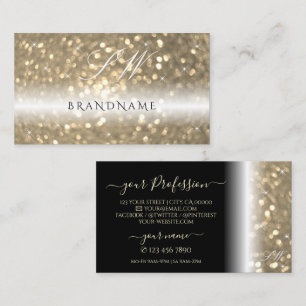 Luxuriöse Black Gold Sparkling Glitzer Initials Visitenkarte