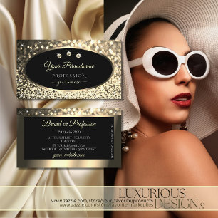 Luxuriöse Black Gold Sparkling Glitzer Stars Diam Visitenkarte