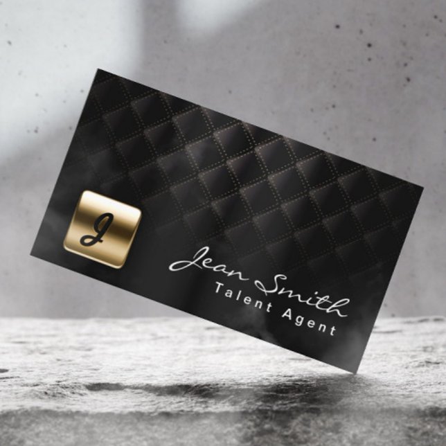 Luxuriöse Black & Gold Talent Agent Business Card Visitenkarte (Von Creator hochgeladen)