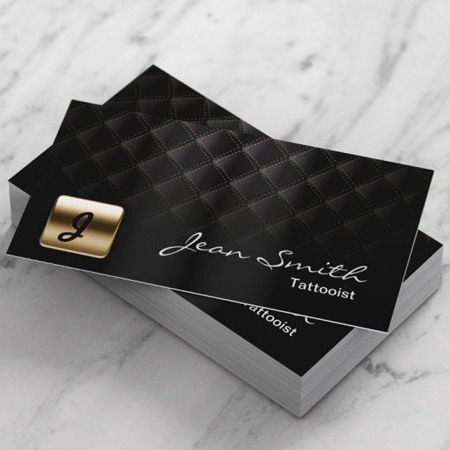 Luxuriöse Black & Gold Tattoo Art Business Card Visitenkarte (Von Creator hochgeladen)