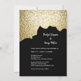 Luxuriöse Black Gold Textured Modern Wedding Einladung