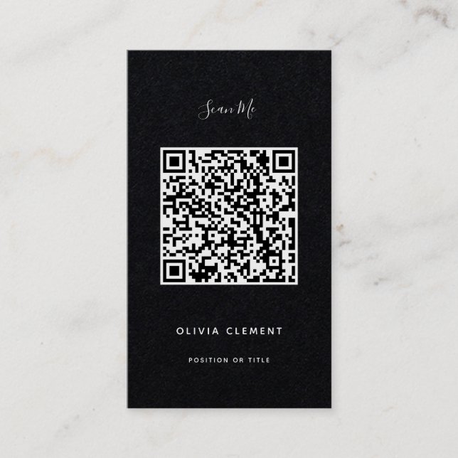 Luxuriöse Black Modern QR Code Business Card Visitenkarte (Vorderseite)