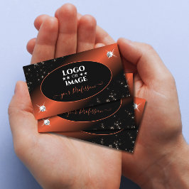 Luxuriöse Black Orange Glitzer Stars Juwelen mit L Visitenkarte