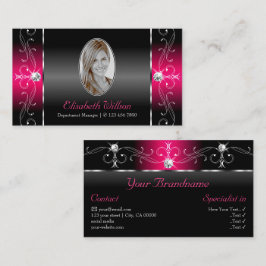 Luxuriöse Black Pink Squiggled Juwelen mit Foto Visitenkarte
