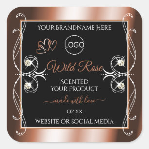 Luxuriöse Black Rose Gold Decoder Produktlogo Quadratischer Aufkleber