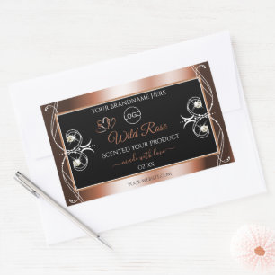 Luxuriöse Black Rose Gold Decoder Produktlogo Rechteckiger Aufkleber