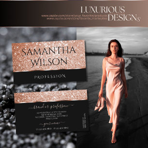 Luxuriöse Black Rose Gold Glitzer Luminous Stars Visitenkarte